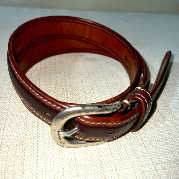 H.S. Trask Genuine Bison Leather Belt W/Solid Brass Bckl Men’s Size 34” X 1 1/4” - Picture 1 of 4